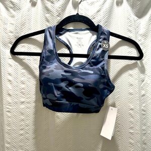 SHADOW SPORT Blue Camouflage Racerback Sports Bra with Elastic Support